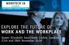 Amanda giving keynote address at WORKTECH18 London